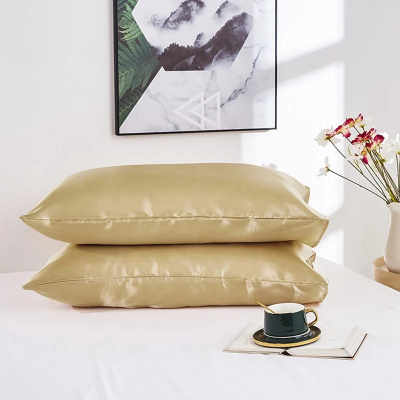 

New Simple Satin Imitation Silk Soft Solid Color Plain Pillowcase Cover Solid Color Square Pillow Cover Home Supplies