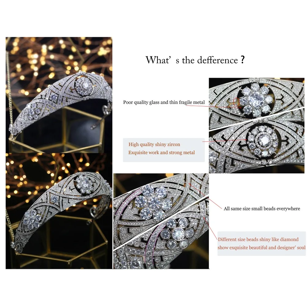 

Gorgeous Crown Tiara de Noiva Meghan Markle Wedding Hair Accessories Women Hair Jewelry Zircon Bridal Crown and Tiaras
