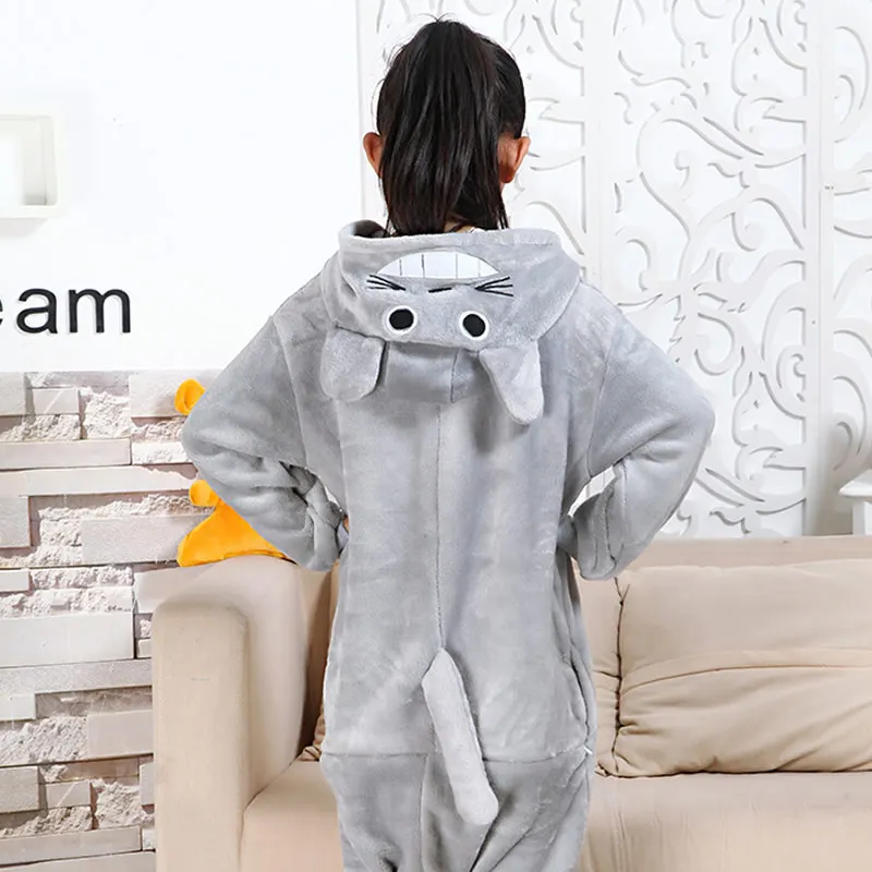 Totoro Зимний детский пижамный комплект с единорогом и капюшоном; пижамы с единорогом; Детские пижамы для мальчиков и девочек; одежда для сна; комбинезоны - Цвет: Totoro