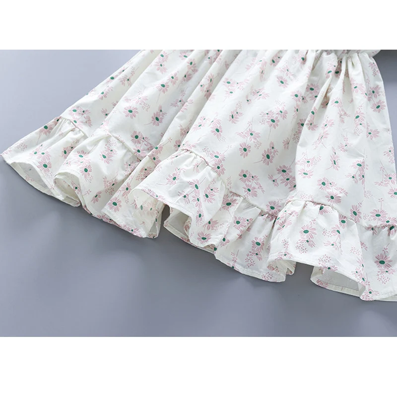 

New Kids Clothes Girls Dress Sweet Puff-Sleeve Ruffle Floarl Printed Cute Princess Dress Girls Clothes Summer Dress