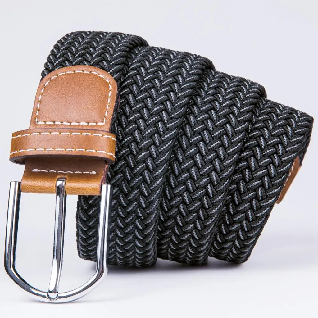 BRPD-0069 Hi-Tie мужской женский эластичный пояс для джинсов зеленый красный полосатый эластичный холщовый ремень ковбой Повседневный вязаный Плетеный длинный ремень 3,5 см - Цвет: BRPD-0069