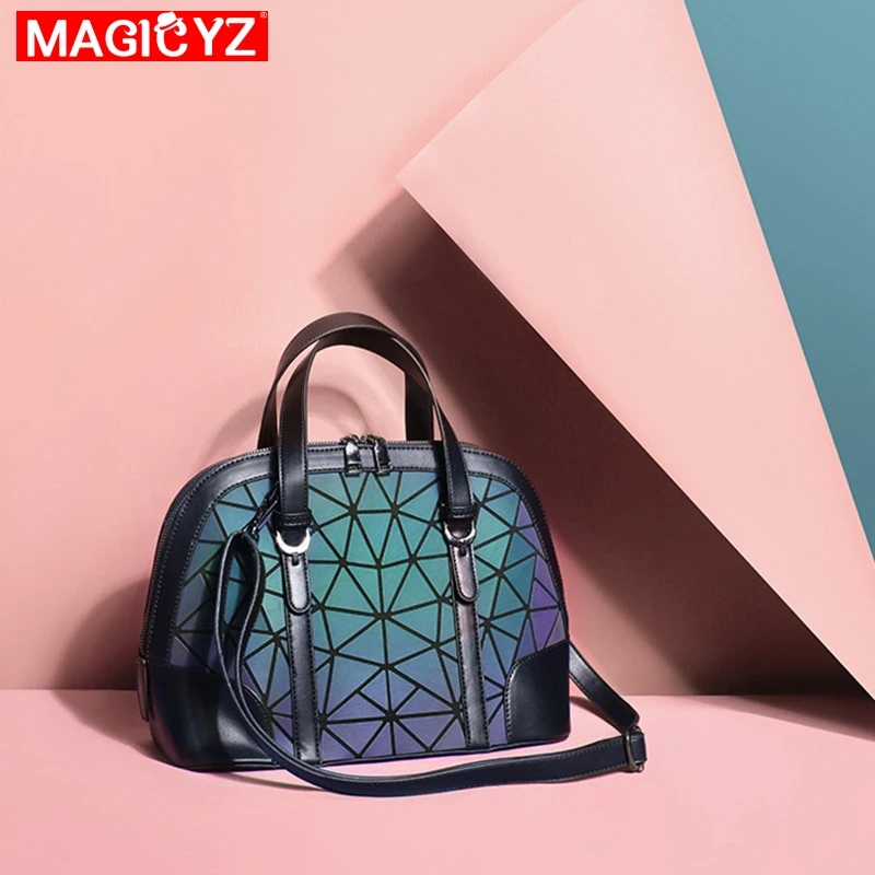 geometric diamond irregular shell bag ladies luminous office crossbody bag for women quality holographic designer shoulder bag free global shipping