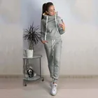 Спортивный костюм женский, с капюшоном и длинными рукавами, большого размера, #40