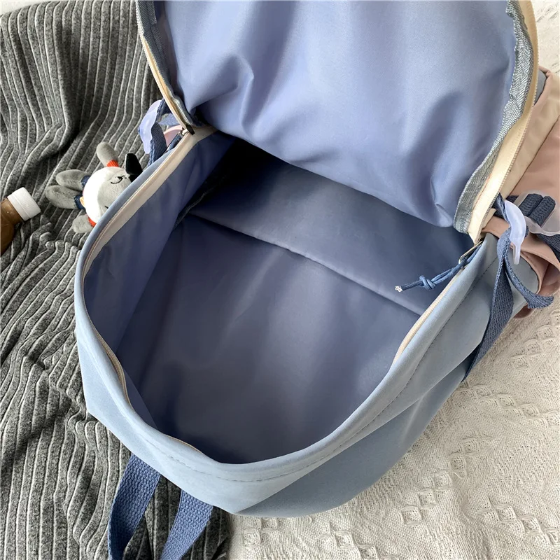

2021 New Large Capacity Waterproof Nylon Women Backpack Korean Young Girl Travel Bag Transparent Pocket Insert Buckle Schoolbag