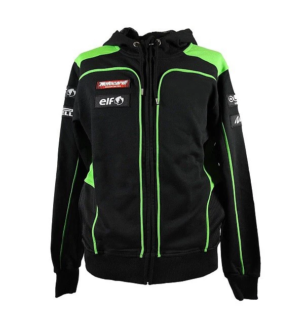Рыцарская зима для Kawasaki Motocard Team черная/зеленая флисовая толстовка на молнии