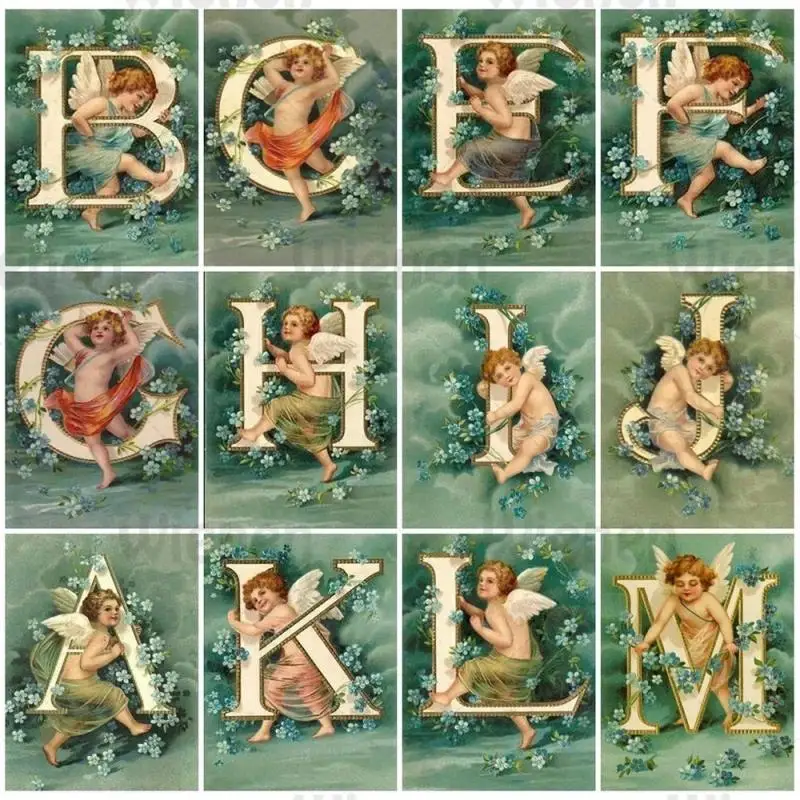 

Full Square Drill Diamond Painting Alphabet 5D DIY Mosaic Art Name Custom Angel Picture Handmade Cross Stitch Diamond Embroidery