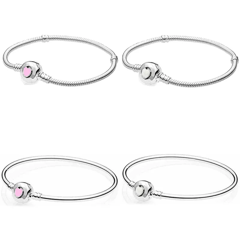 Подлинное 925 пробы серебро браслет Розовый Замечательный Любовь Сердце застежка