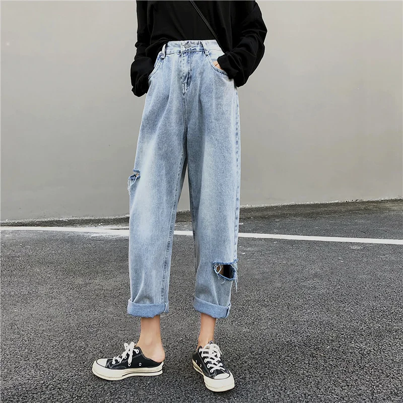 

This Year's Popular Ripped Milk Jeans High Waist Straight Pants Vintage Style Super Popular CEC Pants Women's Spring Rac