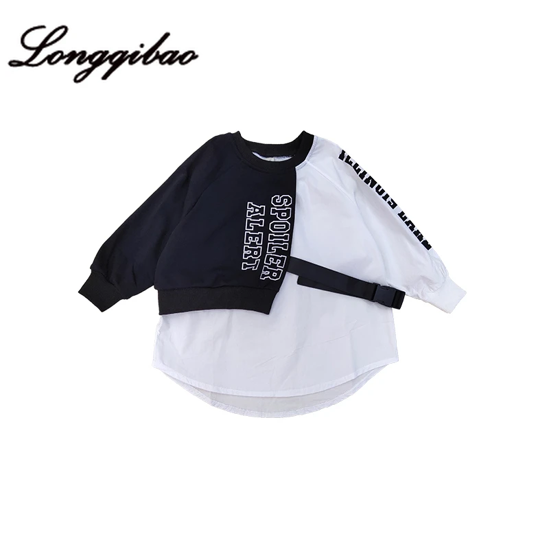 Женский Длинный свитер с принтом свободный прострочкой в Корейском стиле осень