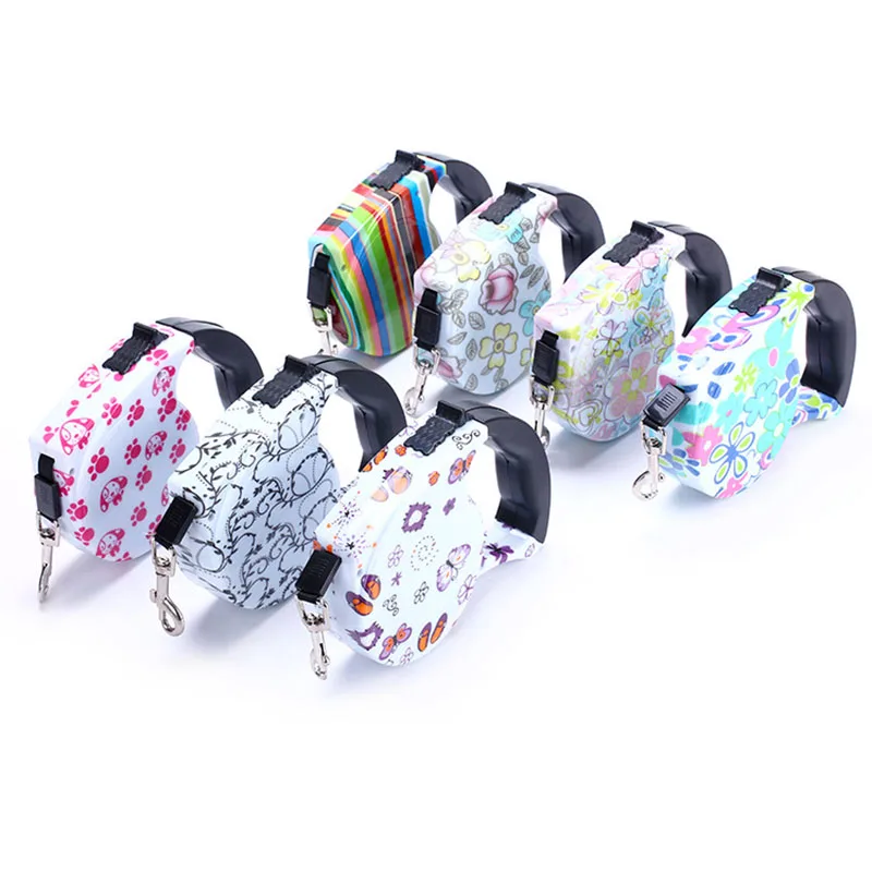 Нейлоновый Поводок для собак выдвижная Автоматическая рулетка с модным принтом