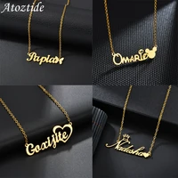 atoztide fashion custom name stainless steel necklaces personalized jewelry chain crown heart butterfly necklace for women gifts
