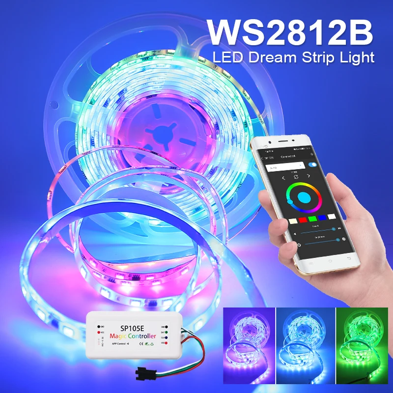 Светодиодная ленсветильник WS2812B 60 светодиодов/м WS2812 RGB Dream светильник s SMD5050 24 В 5 м