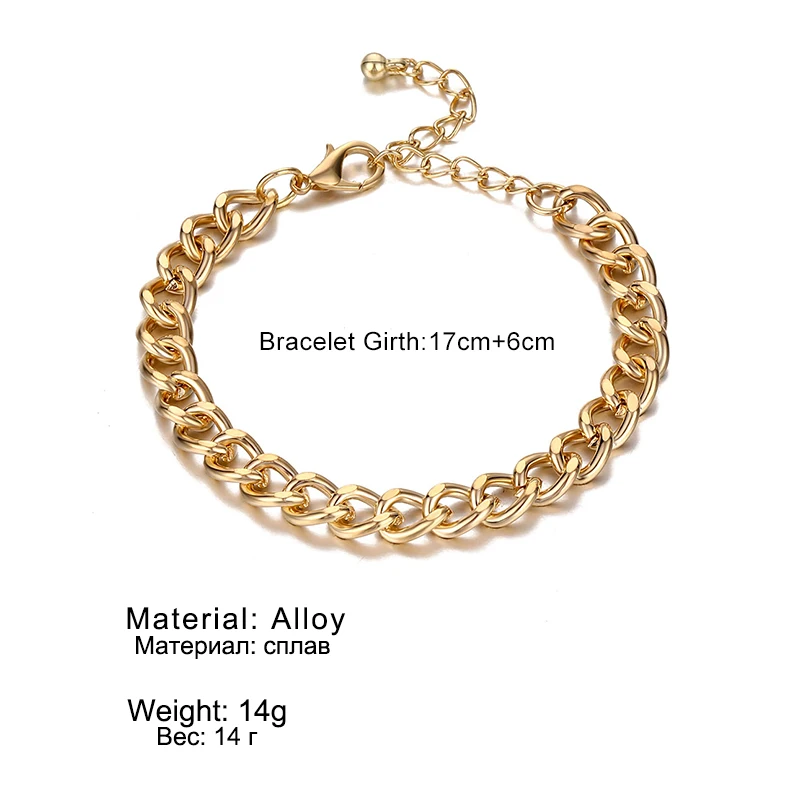 

SUMU Punk Miami Cuban Chain Bracelet Bangle Accessories Boho Heavy Metal Chunky Lock Bracelets for Women Men Couple Jewelry 2021