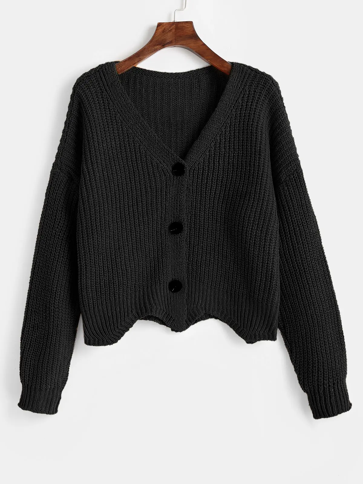 ZAFUL осенний женский кардиган вязаный длинный рукав v-образный вырез спущенное