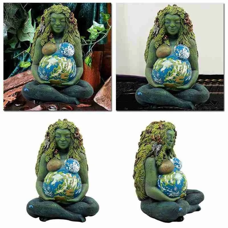 

Mother Earth Decoration Resin Trump Meditation Statue Resin Holiday Art Garden Home Decoration Car Statue Creative Zen Gift F0V5