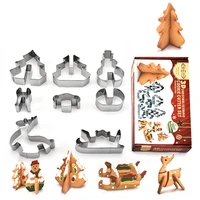 8pcsbox 3d christmas three dimensional cookie mold 8 piece set stainless steel christmas treeelk cookie mold baking tools