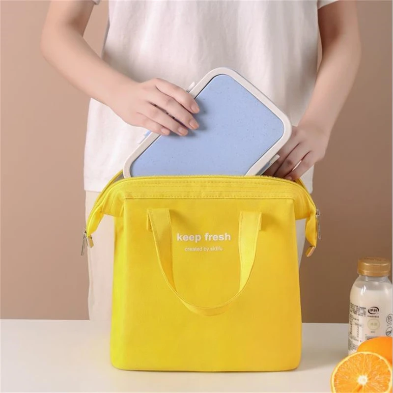 Portable Lunch Bag For Women New Thermal Insulated Tote Cooler Handbag Bento Pouch Dinner Container School Food Storage Package