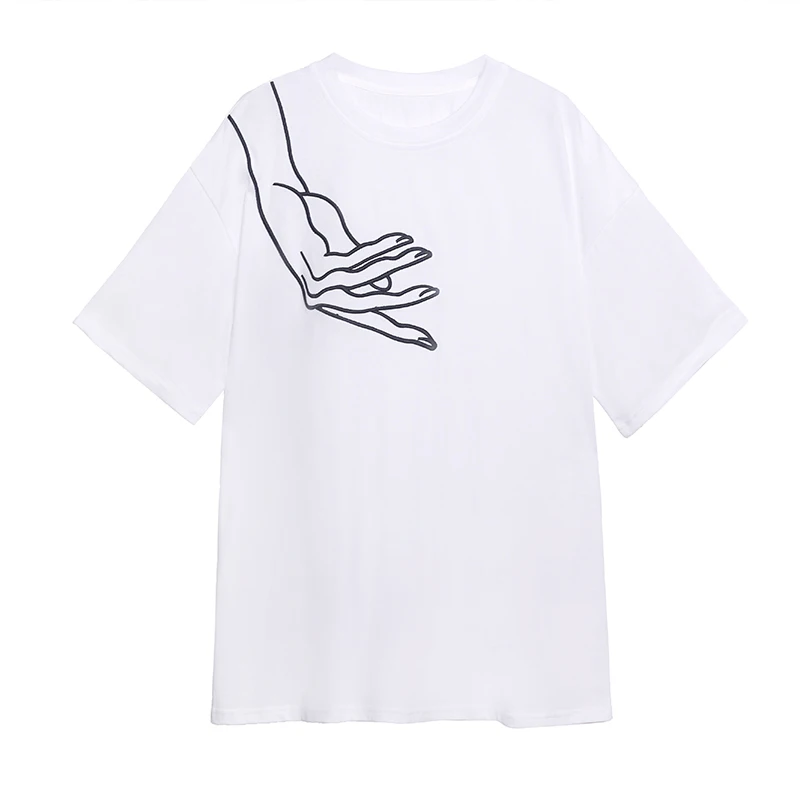 

kywommnz Women, T-shirt, 2021, New, Summer, Loose, Short-sleeved, Female, Inner Wear, Embroidery, Top, E512