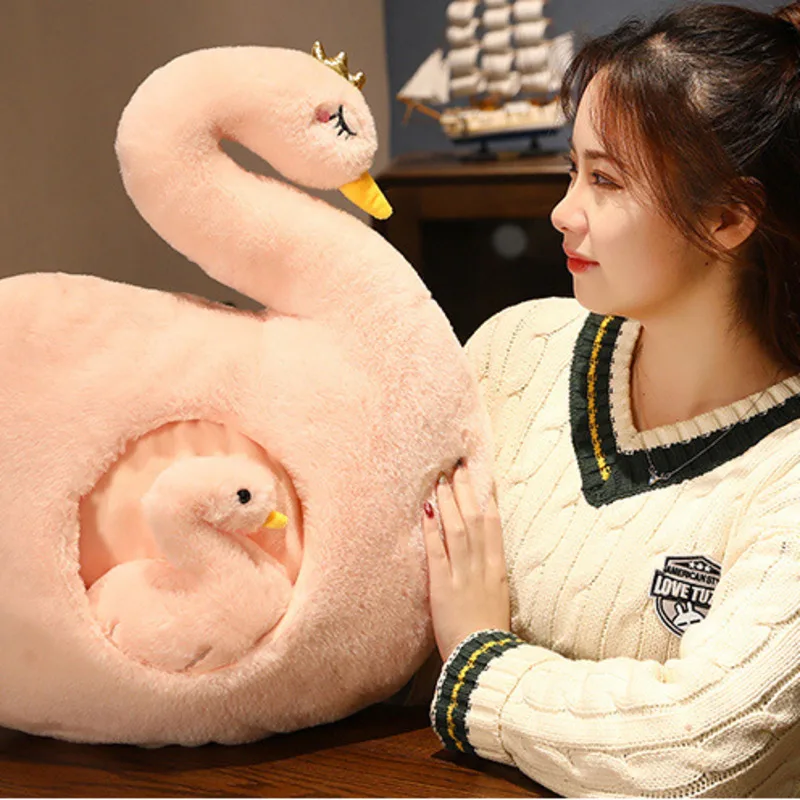 

Creative Simulation Swan Plush Stuffed Doll Toy Cute Animal Pillow Blanket Fashion Home Decor Ornaments Kids Girls Birthday Gift