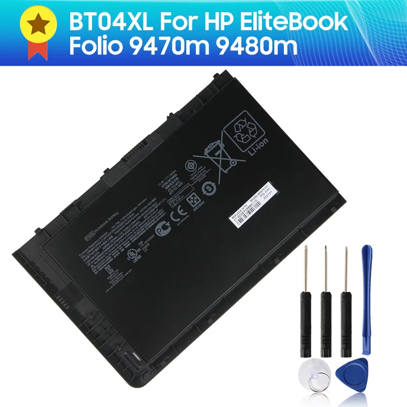 Аутентичная запасная батарея BT04XL для HP EliteBook Folio 9470m 9480m BA06XL H4Q47AA 687945-001 +