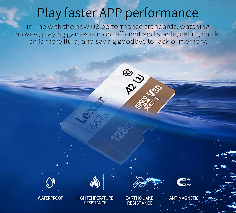 Оригинальная карта памяти Lexar A2 667x SDXC Micro SD карта 64 Гб 128 ГБ 256 ГБ A2 U3 V30 C10 TF карта для 4K видео microsd флэш-карты