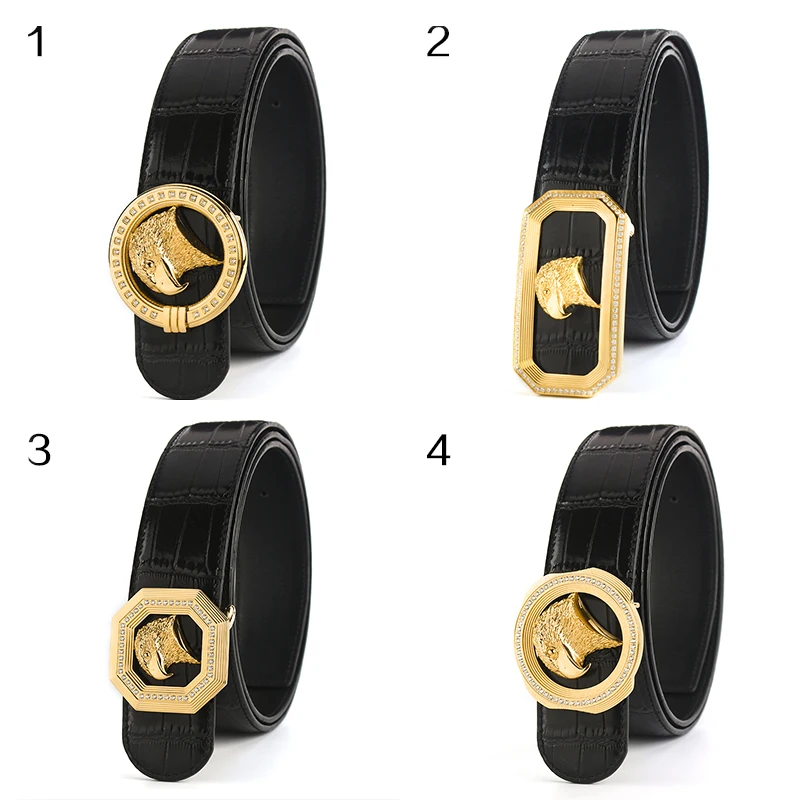 Мужской ремень из воловьей кожи повседневный деловой с пряжкой нержавеющей