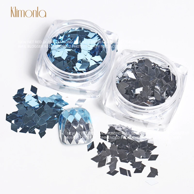 

Nail Art Adornment Mermaid Gradient Blue and Silver Sequins Nail Parts Rhombus Shining Flakes Nail Supplies for Professional