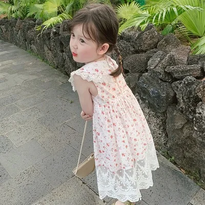 Платье Детская одежда Новинка 2020 года Летнее платье Платья для девочек Кружевное