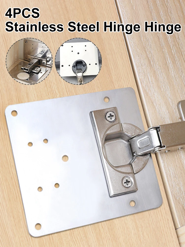

4 Pcs Multi-size Hinge Repair Plate Stainless Steel Hinge Repair Plate For Cabinet Furniture Drawer Window Plate Home Hardware