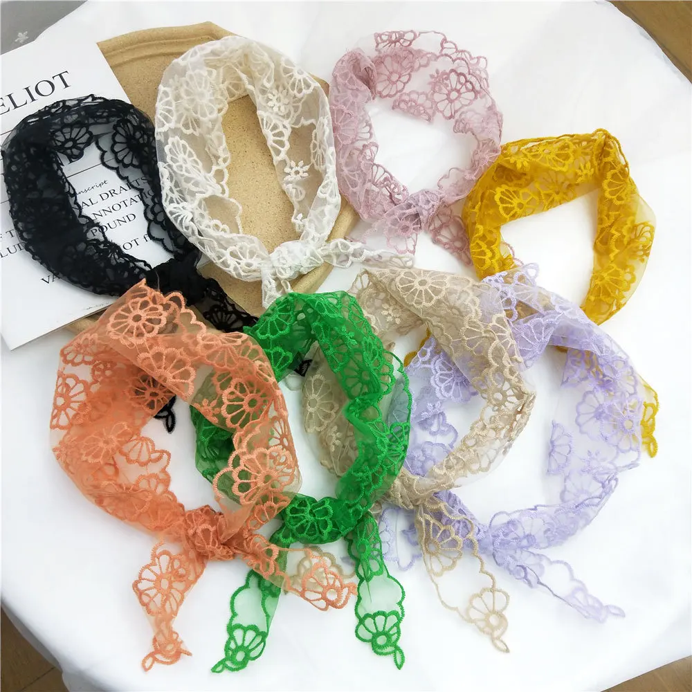 Женский модный треугольный шарф однотонный кружевной полый корейский цветочный