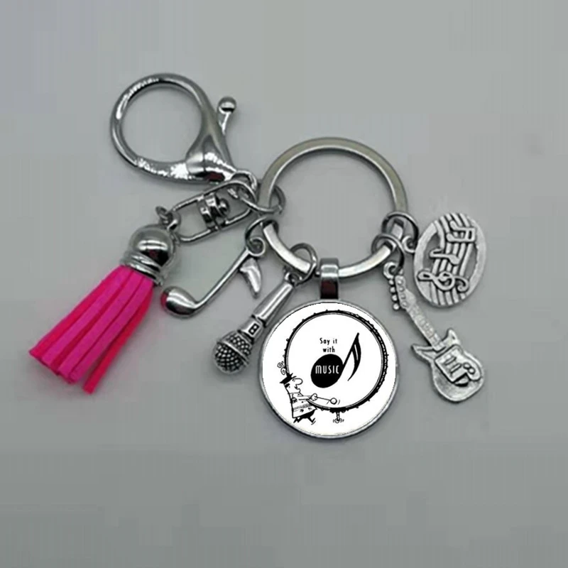 1 комплект кольцо для ключей гитары с кисточкой|Брелоки| |