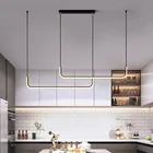 Светодиодный ная Подвесная лампа для кухонного островка, современный минималистичный черный потолочный светильник, освещение для обеденного стола, домашнего декора