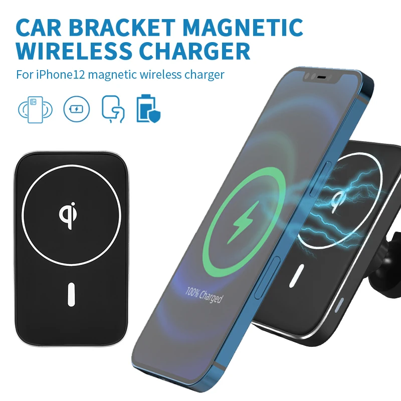 

15W Wireless Car Charger Magnetic Phone Mount For iPhone 12 Pro Max Magnetic Fast Charging Wireless Charger Auto Phone Holder