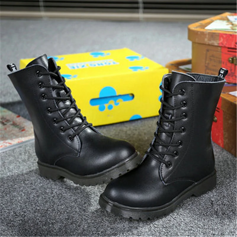 Детские мотоциклетные ботинки из натуральной кожи на осень/зиму | Мать и ребенок