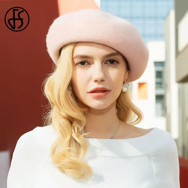 FS шерстяная женская зимняя шапка французский берет синяя винтажная женские
