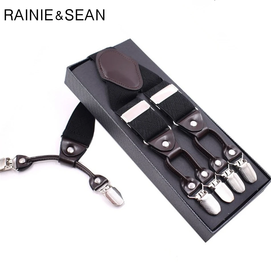 Подтяжки RAINIE SEAN мужские свадебные винтажные однотонные 3 5 см с 6 зажимами Y