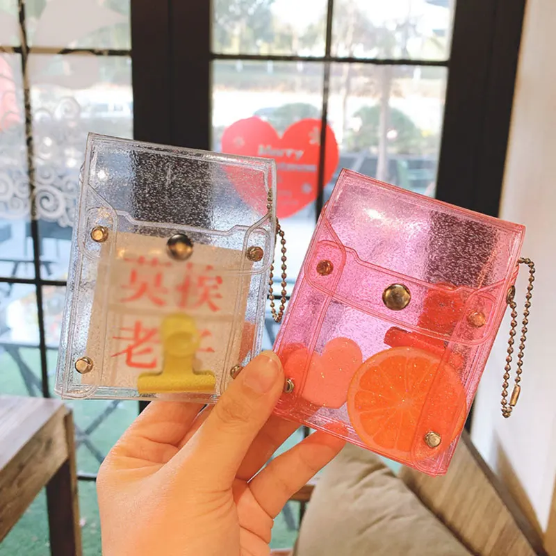 

PVC Mini Bag Sequins Transparent Coin Purse Storage Bag Coin Purse Card Holder Key Chain Lipstick Bag Clear Coin Purse Bags Pink
