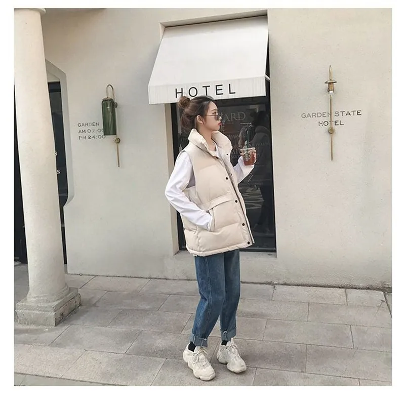 Зимний теплый жилет без рукавов длинное пальто для женщин свободная хлопковая
