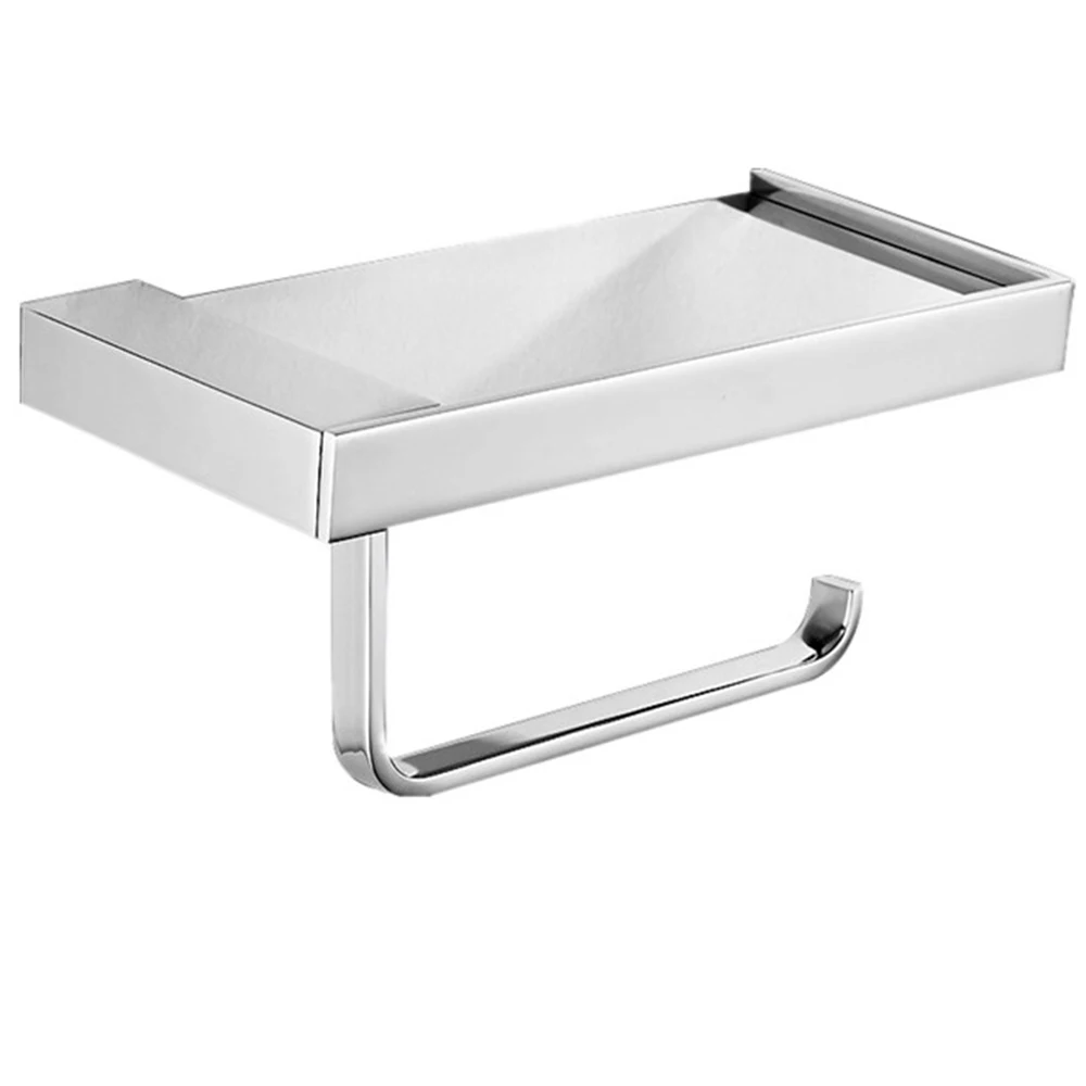 taicute fashion toilet paper holder with phone shelf stainless steel tissue paper roll hanger wall mount wc bathroom accessories free global shipping