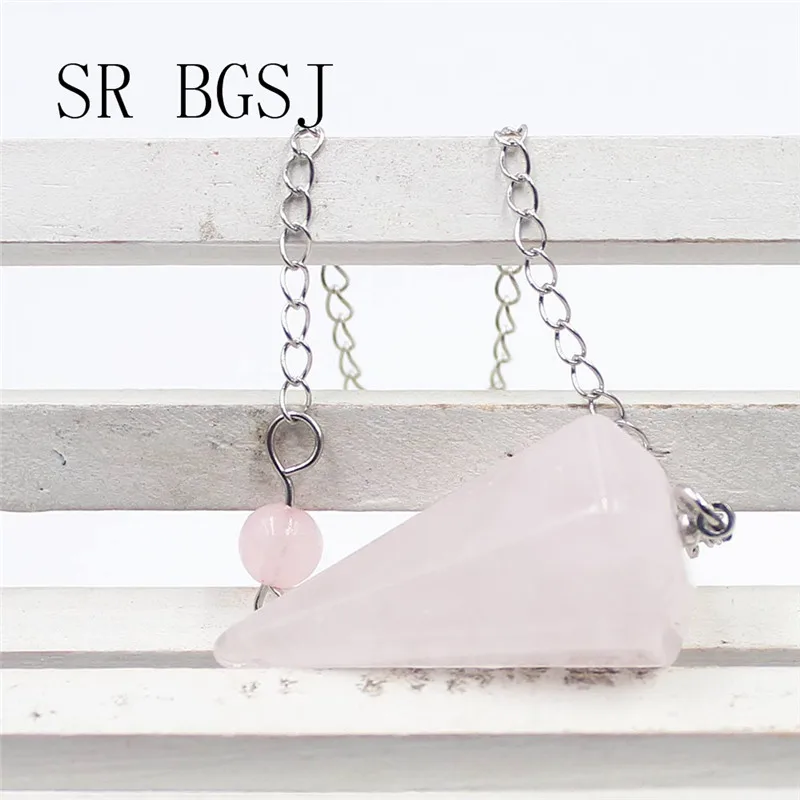 Бесплатная доставка diy Ювелирные изделия маятник шестиугольная Роза кварц