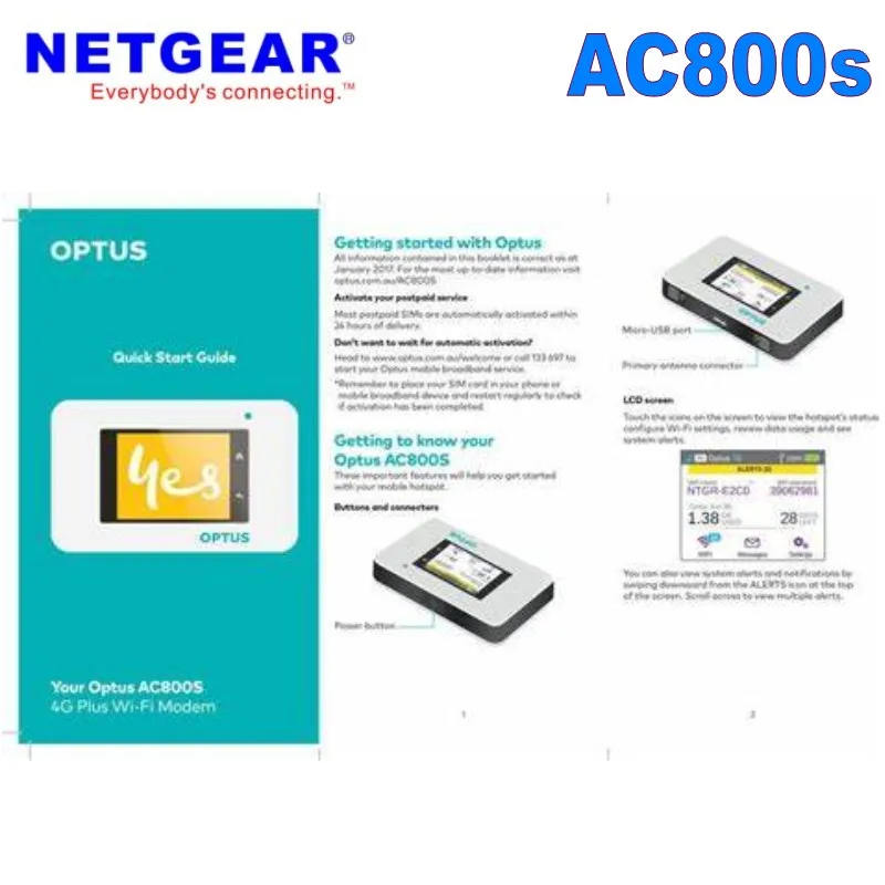 Original Unlocked Netger AirCard 800s Ac800s Cat9 450Mbps 4g Mifi dongle 4G Router Add jump cable Optus AC800S |