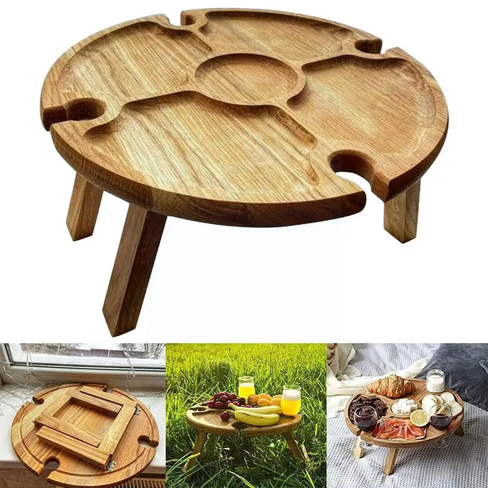 

Wooden Outdoor Folding Picnic-table With Glass Holder Carry Wine In Rack Wine To Wooden Table Outdoor 2 Portable Picnic Table