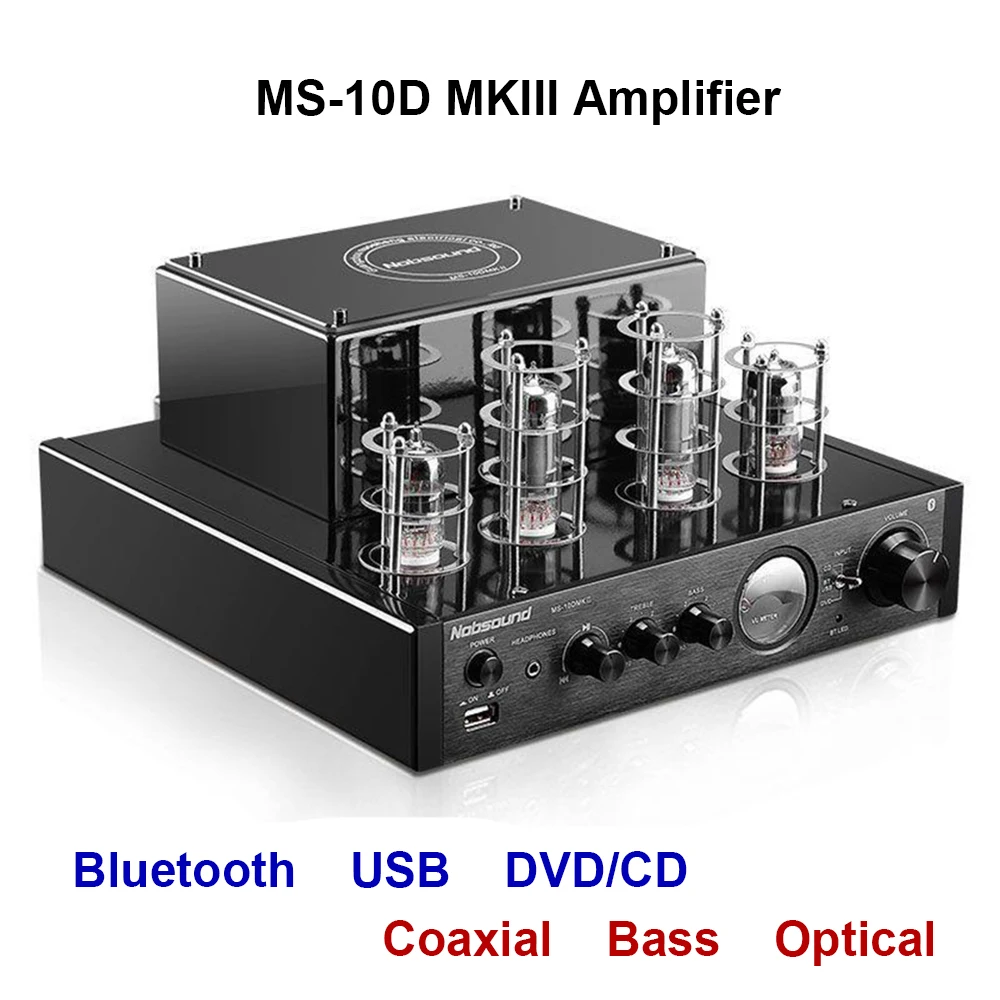 Усилитель мощности Nobsound MS-10D MKIII поддерживает Bluetooth USB оптоволоконный коаксиальный бас DVD CD входной усилитель мощности вакуумная трубка