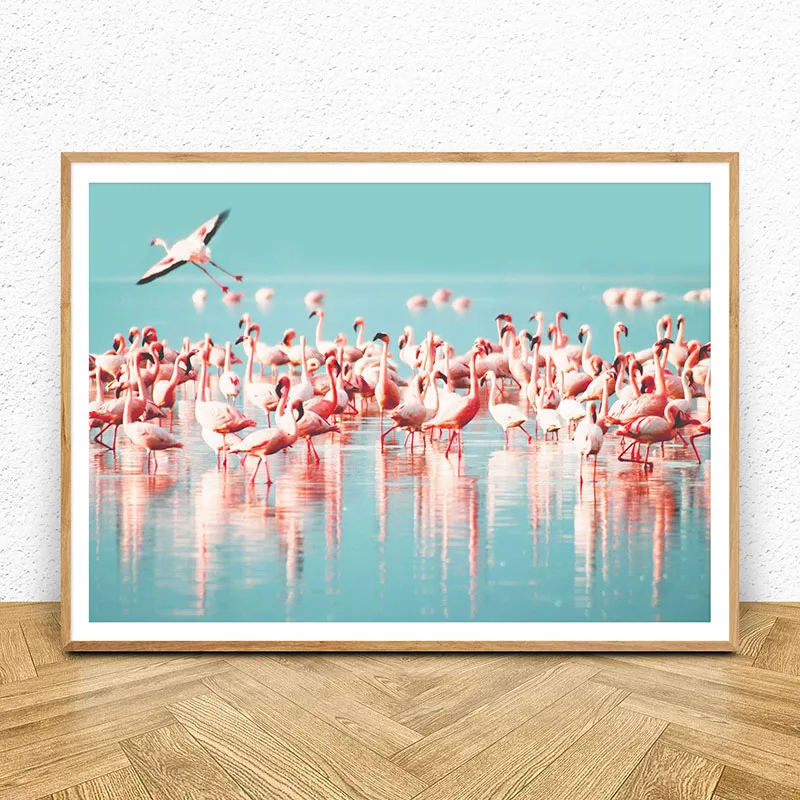 Розовый фламинго скандинавский плакат для детской постеры с животными и