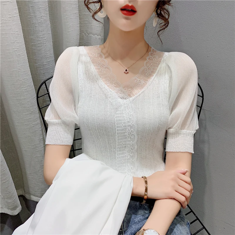 20176 реальная съемка сплошной цвет яркий с кружевным плетением и пуловер