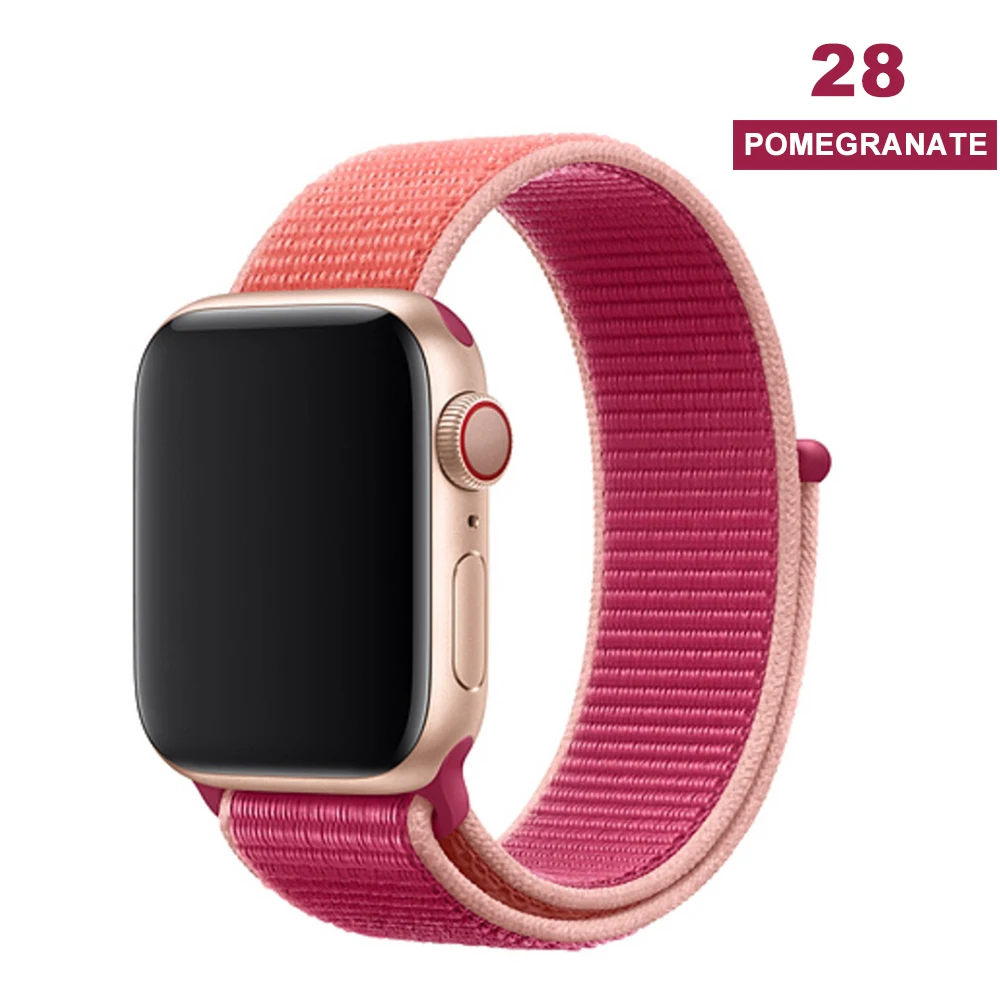 Ремешок для часов Apple серии 4/3/2/1 38 мм 42 мм нейлон дышащий мягкий сменный спортивный ремешок для iwatch, версия series 5 40 мм 44 мм - Цвет ремешка: Pomegranate