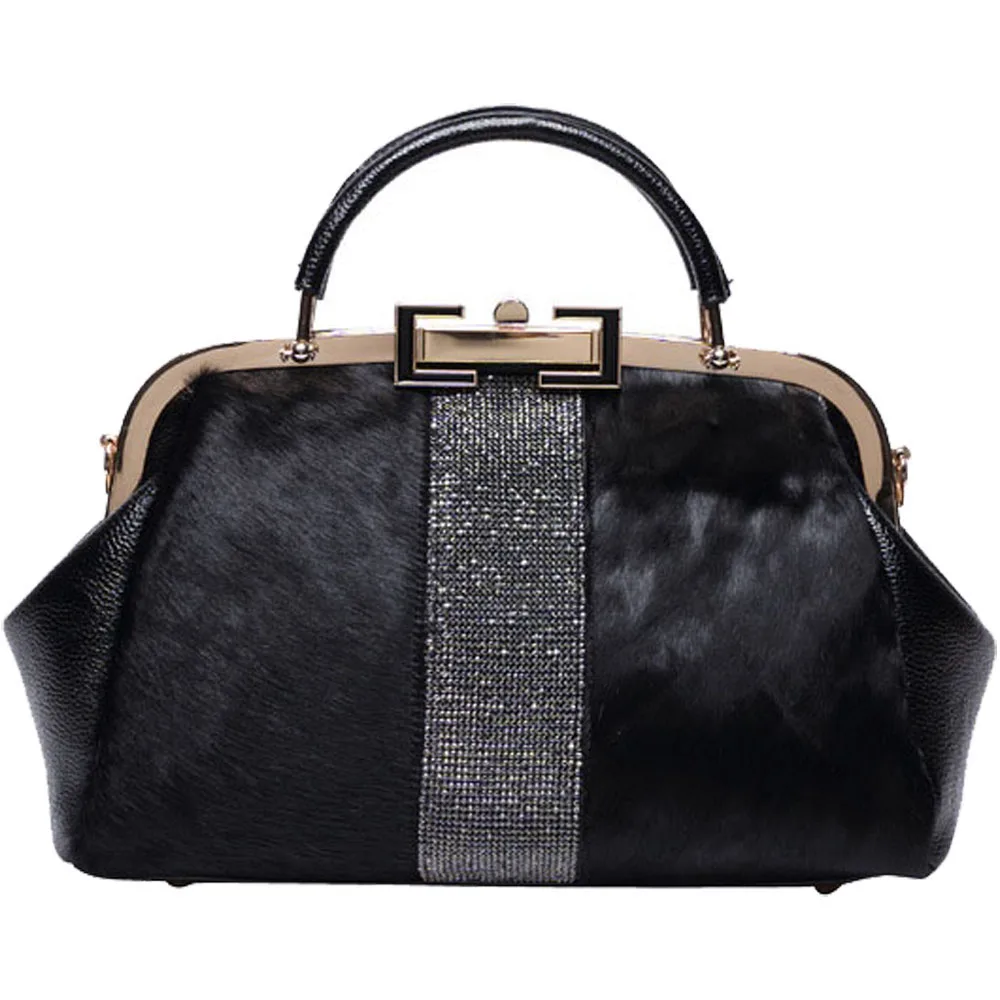 2020 брендовая меховая мягкая кожаная женская сумка с зажимом для рта модная