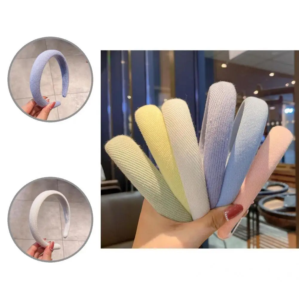 

Stylish Headband Ribbed Sponge Solid Color Heightened Head Bopper Head Bopper Hair Clasp