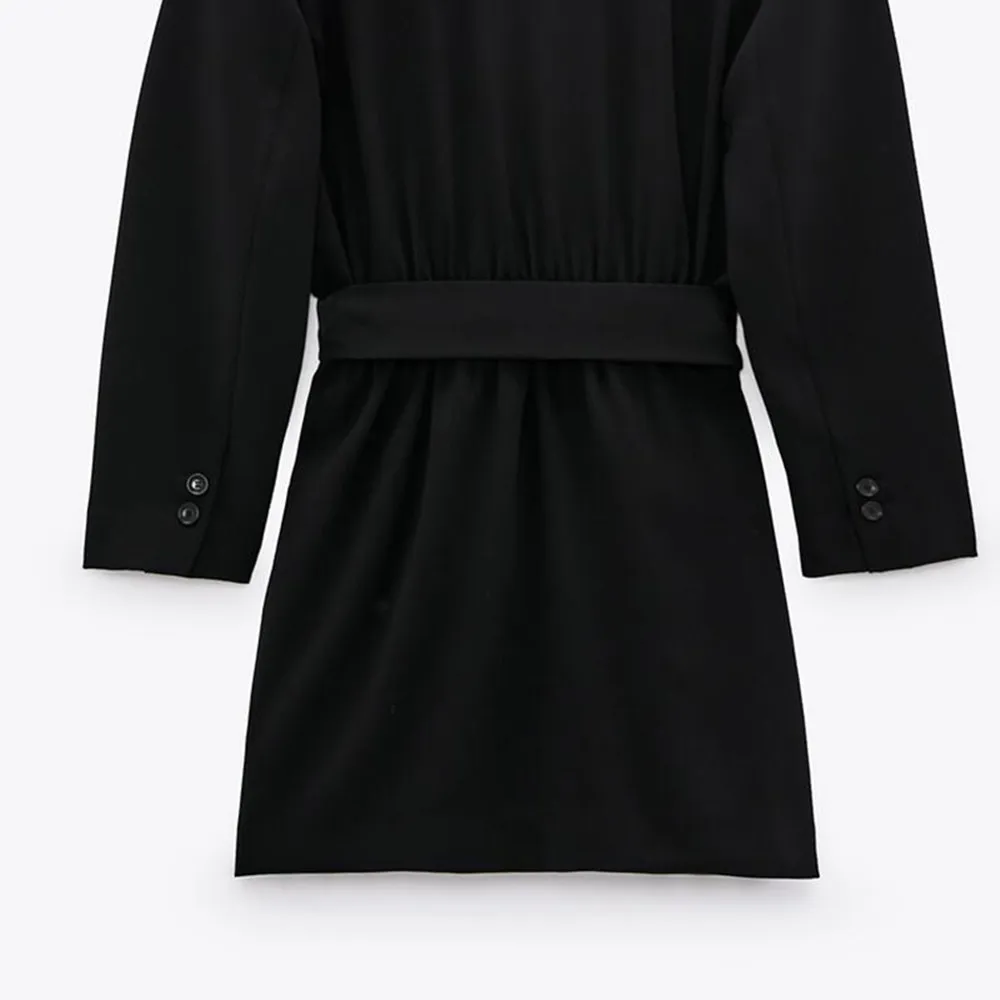 

2021 new design wholesale customized women's black casual suit women's dress with removable coat