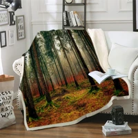 adult air conditioning blanket duvet forest tree sherpa throw blanket 3d digital printing manta sherpa